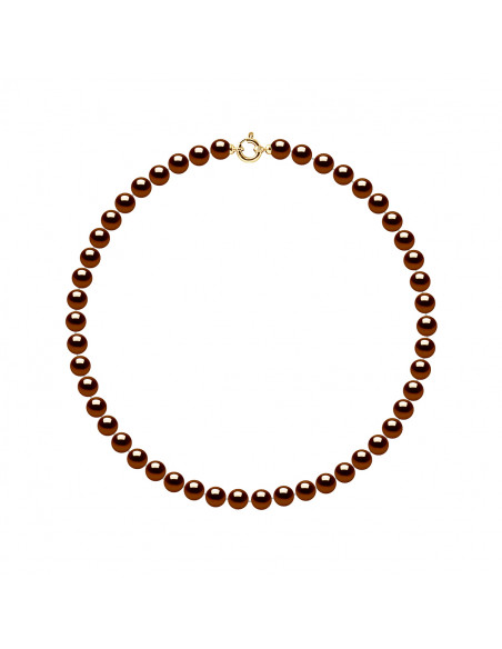 Colliers Rangs de Perles Rondes - Tailles de 7 à 9 mm - 42 cm - Anneau Marin Prestige - Or 375 - NEUILLY