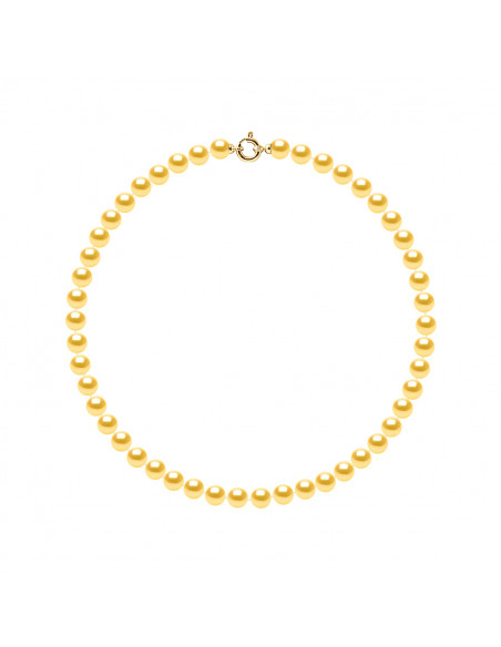 Colliers Rangs de Perles Rondes - Tailles de 7 à 9 mm - 42 cm - Anneau Marin Prestige - Or 375 - NEUILLY