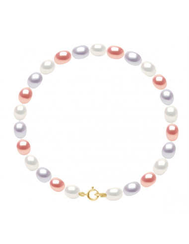 Bracelets Rangs de Perles Grain de Riz - Tailles de 4 à 6 mm - Anneau Ressort - Or 375 - REPUBLIQUE