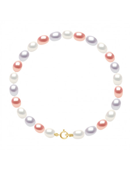 Bracelets Rangs de Perles Grain de Riz - Tailles de 4 à 6 mm - Anneau Ressort - Or 375 - REPUBLIQUE