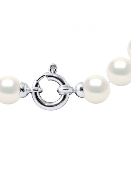 Bracelet Rang de Perles Rondes - Tailles de 7 à 9 mm - Fermoir Anneau Marin Prestige - Or 375 - ELYSEE