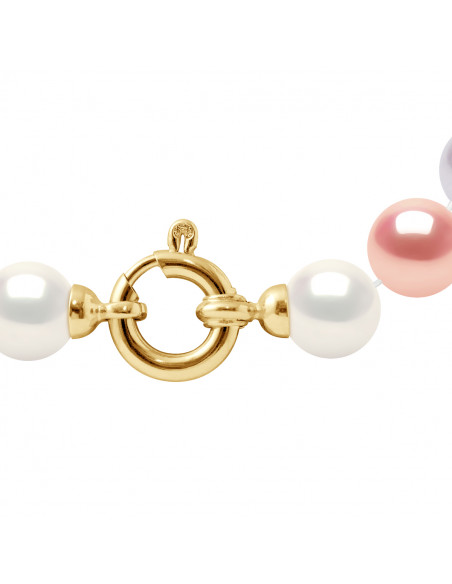 Bracelet Rang de Perles Rondes - Tailles de 7 à 9 mm - Fermoir Anneau Marin Prestige - Or 375 - ELYSEE
