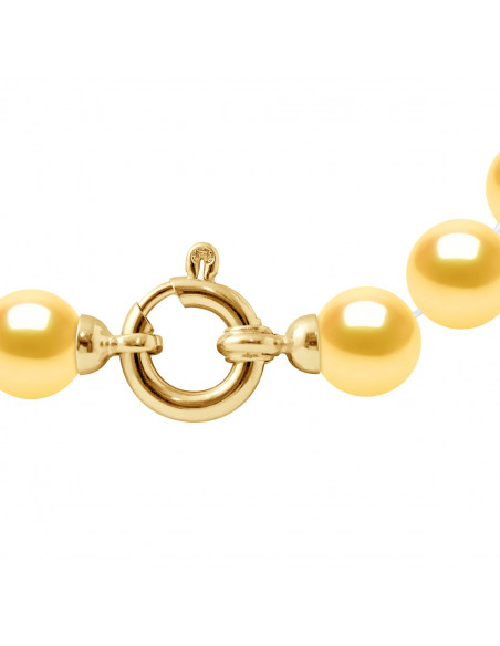 Bracelet Rang de Perles Rondes - Tailles de 7 à 9 mm - Fermoir Anneau Marin Prestige - Or 375 - ELYSEE