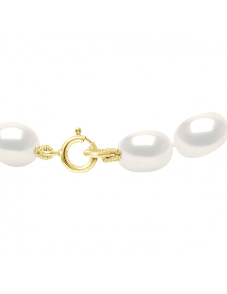 Colliers Rangs de Perles Grain de Riz - Tailles de 4 à 6 mm - Anneau Ressort - Or 375 - REPUBLIQUE
