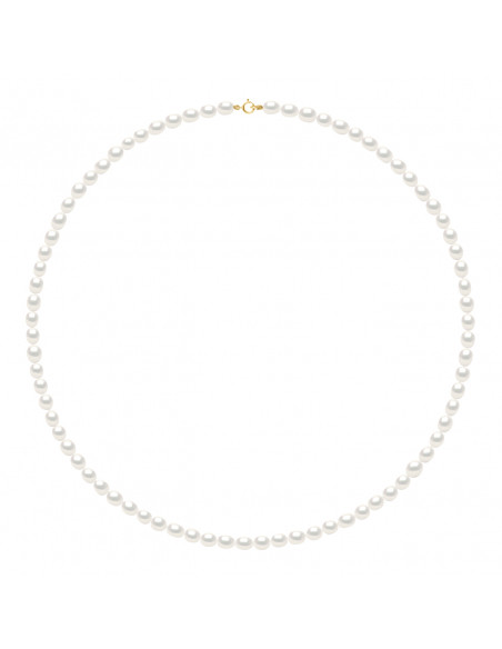 Colliers Rangs de Perles Grain de Riz - Tailles de 4 à 6 mm - Anneau Ressort - Or 750 - MONTAIGNE