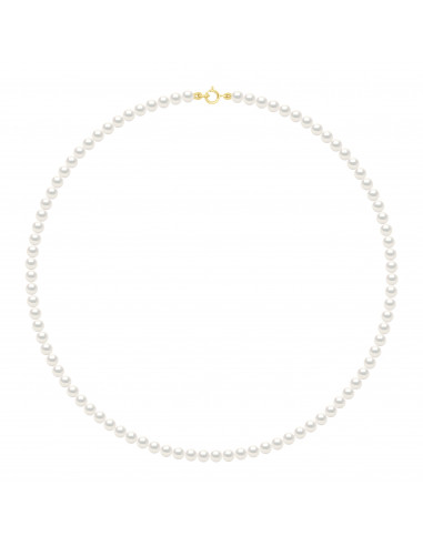Colliers Rangs de Perles d'Eau Douce Rondes - Tailles de 4 à 6 mm - Anneau Ressort - Or 375 - SURENNES