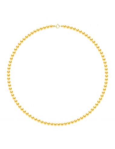 Colliers Rangs de Perles d'Eau Douce Rondes - Tailles de 4 à 6 mm - Anneau Ressort - Or 375 - SURENNES
