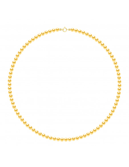 Colliers Rangs de Perles d'Eau Douce Rondes - Tailles de 4 à 6 mm - Anneau Ressort - Or 375 - SURENNES