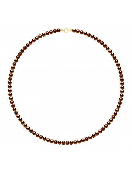 Colliers Rangs de Perles d'Eau Douce Rondes - Tailles de 4 à 6 mm - Anneau Ressort - Or 375 - SURENNES