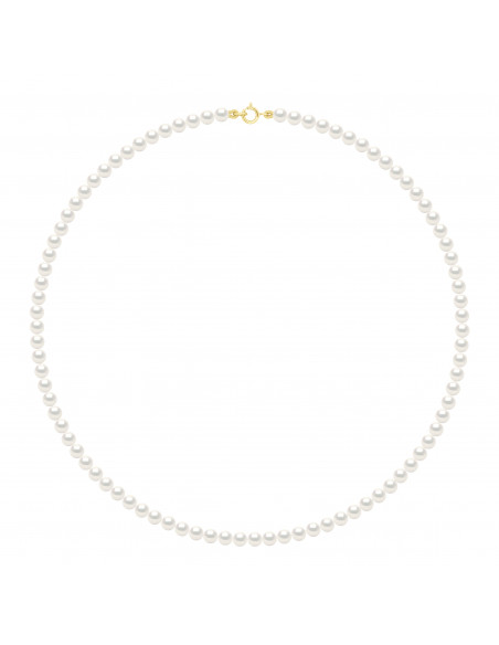 Colliers Rangs de Perles d'Eau Douce Rondes - Tailles de 4 à 6 mm - Anneau Ressort - Or 750 - VINCENNES