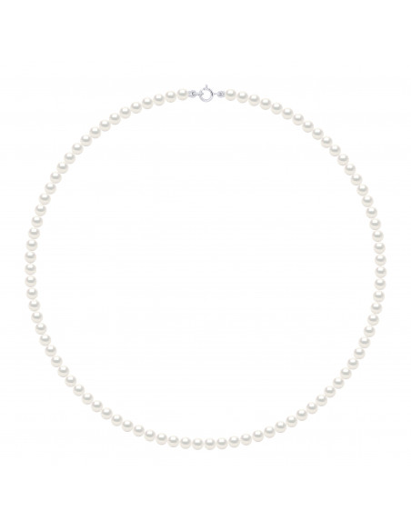 Colliers Rangs de Perles d'Eau Douce Rondes - Tailles de 4 à 6 mm - Anneau Ressort - Or 750 - VINCENNES