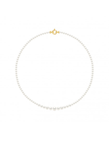 Colliers en Chute - Rangs de Perles Rondes de 6 à 3 mm - 55 cm - Anneau Marin - Or 375 - PARISI