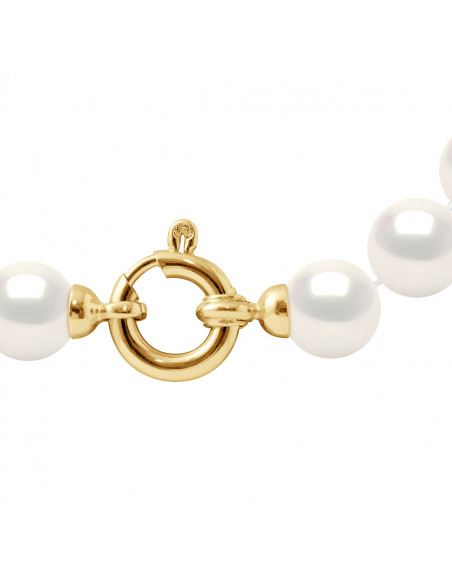 Colliers en Chute - Rangs de Perles Rondes de 12 à 6 mm - 55 cm - Anneau Marin Prestige - Or 375 - LUTECIA