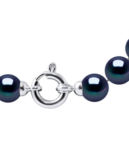 Colliers en Chute - Rangs de Perles Rondes de 12 à 6 mm - 55 cm - Anneau Marin Prestige - Or 375 - LUTECIA