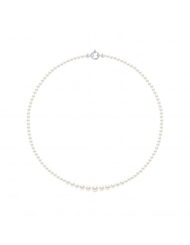 Colliers en Chute - Rangs de Perles Rondes de 6 à 3 mm - 55 cm - Anneau Marin - Or 750 - PARIS