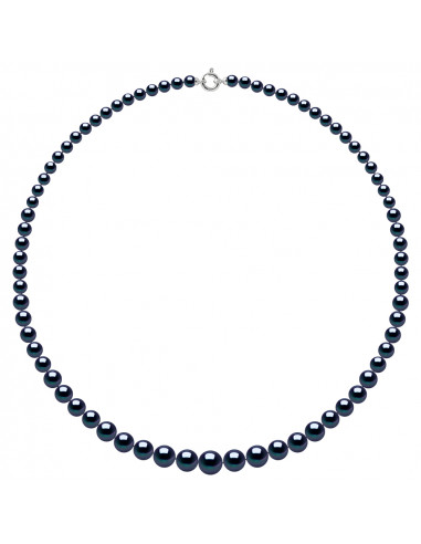 Colliers en Chute - Rangs de Perles Rondes de 10 à 6 mm - 55 cm - Anneau Marin Prestige - Or 750 - PORT ROYAL