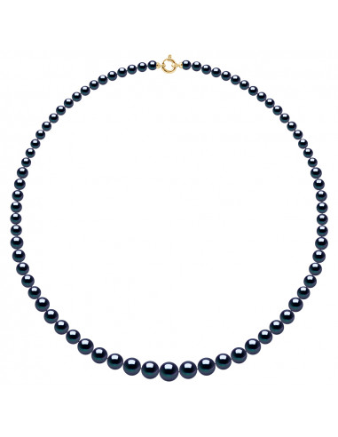 Colliers en Chute - Rangs de Perles Rondes de 10 à 6 mm - 55 cm - Anneau Marin Prestige - Or 375 - SAINT GERMAIN