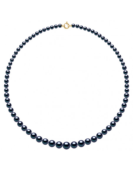 Colliers en Chute - Rangs de Perles Rondes de 10 à 6 mm - 55 cm - Anneau Marin Prestige - Or 375 - SAINT GERMAIN
