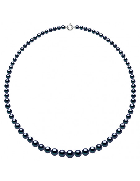 Colliers en Chute - Rangs de Perles Rondes de 10 à 6 mm - 55 cm - Anneau Marin Prestige - Or 375 - SAINT GERMAIN