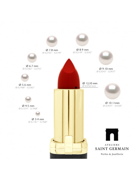 Colliers en Chute - Rangs de Perles Rondes de 10 à 6 mm - 55 cm - Anneau Marin Prestige - Or 375 - SAINT GERMAIN