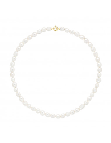 Colliers Rangs de Perles d'Eau Douce Baroques - Tailles de 6 à 9 mm - 45 cm - Fermoir Anneau Marin - Or 750 - ORSAY