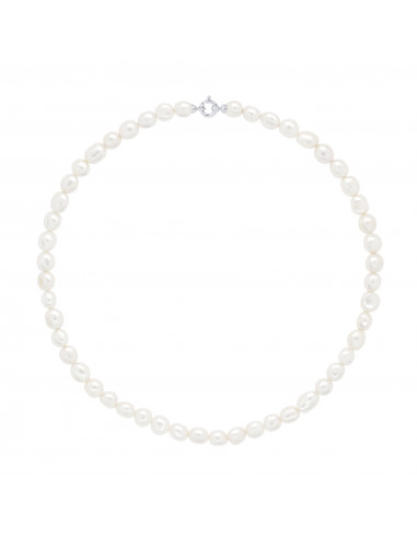 Colliers Rangs de Perles d'Eau Douce Baroques - Tailles de 6 à 9 mm - 45 cm - Fermoir Anneau Marin - Or 750 - ORSAY