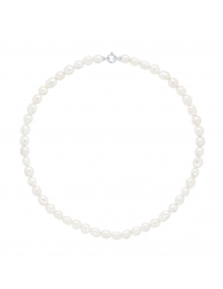Colliers Rangs de Perles d'Eau Douce Baroques - Tailles de 6 à 9 mm - 45 cm - Fermoir Anneau Marin - Or 750 - ORSAY