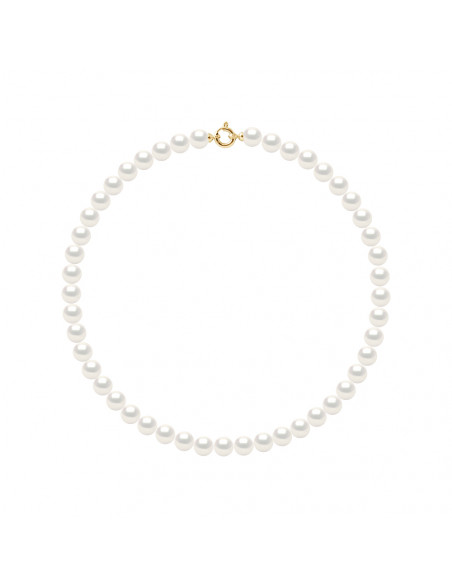 Colliers Rangs de Perles Rondes - Tailles de 9 à 12 mm - Anneau Marin Prestige - Or 375 - ELYSEE