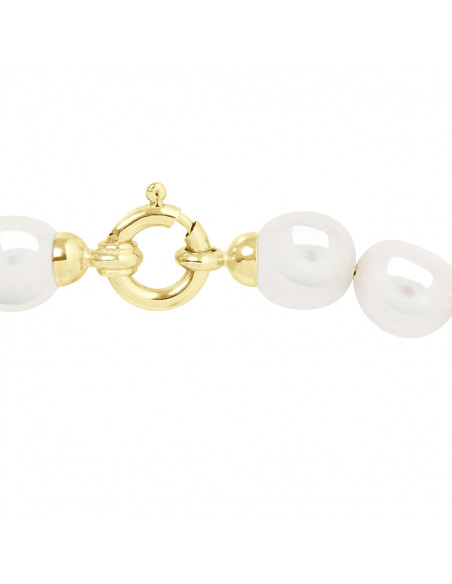 Colliers Rangs de Perles d'Eau Douce Baroques - Tailles de 6 à 9 mm - 45 cm - Anneau Marin - Or 375 - MARAIS
