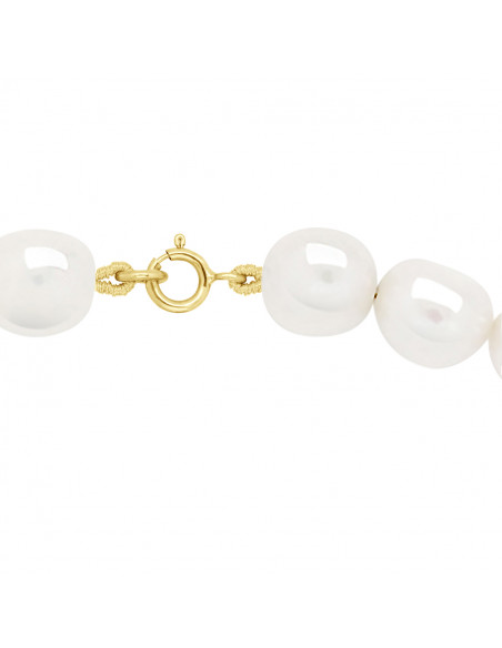 Colliers Rangs de Perles d'Eau Douce Baroques - Tailles de 6 à 9 mm - 45 cm - Anneau Ressort - Or 375 - SORBONNE