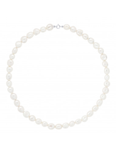 Colliers Rangs de Perles d'Eau Douce Baroques - Tailles de 6 à 9 mm - 45 cm - Anneau Ressort - Or 750 - PANTHEON