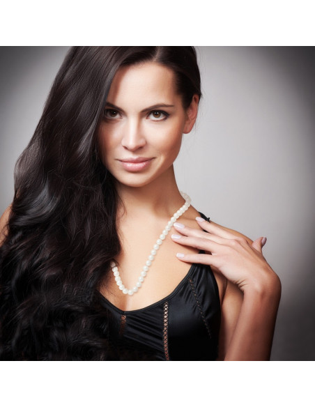 Necklaces round pearls - sizes from 7 to 9 mm - 60 cm - Prestige marine ring - Gold 375 - Wagram