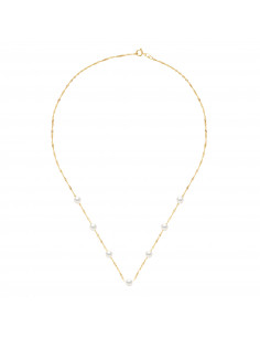 Necklace 7 round beads 5-6 mm - Singapore chain - OR 750...