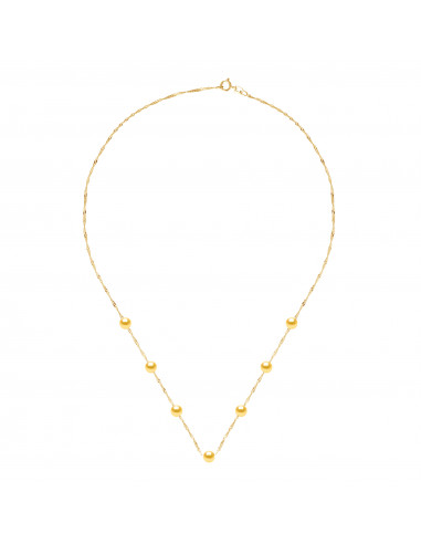 Necklace 7 round beads 5-6 mm - Singapore chain...