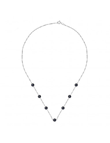 Necklace 7 round beads 5-6 mm - Singapore chain...