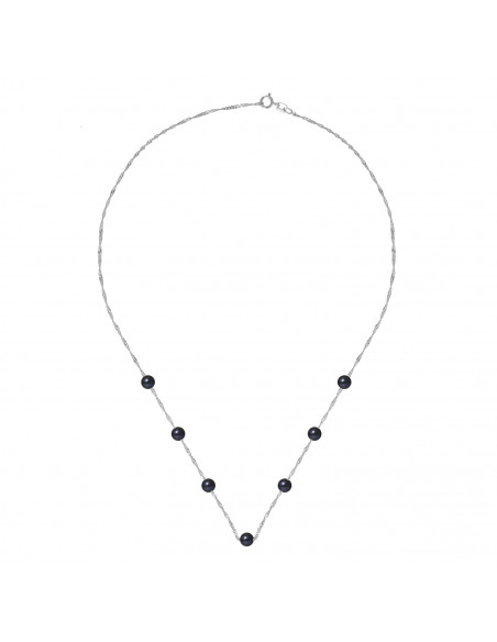 Collier 7 Perles Rondes 5-6 mm - Chaîne Singapour - Or 750 - ORSAY
