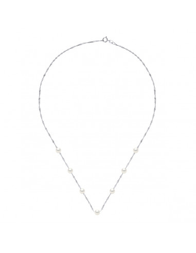 Necklace 7 round beads 5-6 mm - Singapore chain...