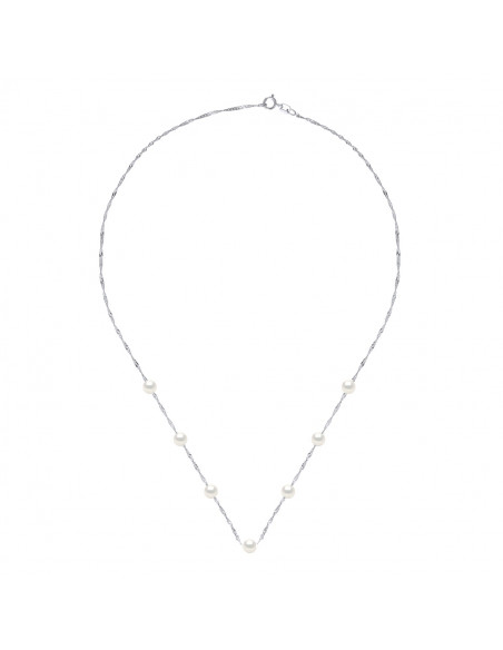 Collier 7 Perles Rondes 5-6 mm - Chaîne Singapour - Or 750 - ORSAY