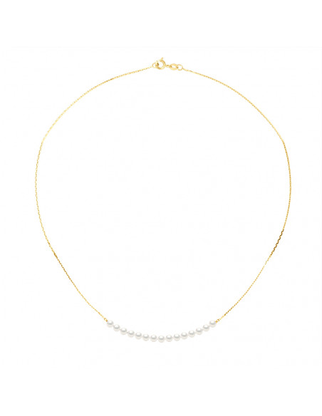 Colliers Chaînes 15 Perles Rondes 3-4 mm - Chaîne Forçat - Or 750 - VINCENNES