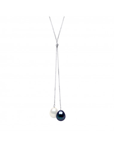 Colliers Toi & Moi - Perles Poires - Tailles de 9 à 11 mm - Chaîne Forçat - Or 375 - PONT DES ARTS