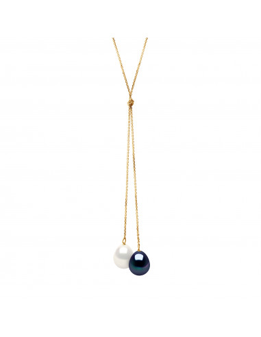 Colliers Toi & Moi - Perles Poires - Tailles de 9 à 11 mm - Chaîne Forçat - Or 750 - PONT ROYAL
