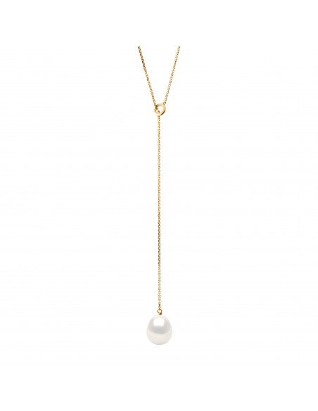 Colliers Lasso - Perles Poires - Tailles de 8 à 12 mm - Chaîne Forçat - Or 750 - ALMA