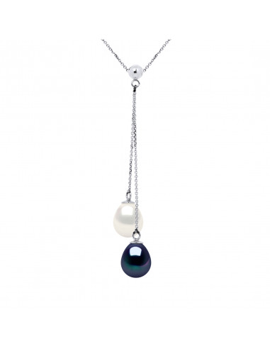 Colliers Toi & Moi - Perles Poires - Tailles de 8 à 11 mm - Chaîne Forçat - Or 750 - ROUELLE