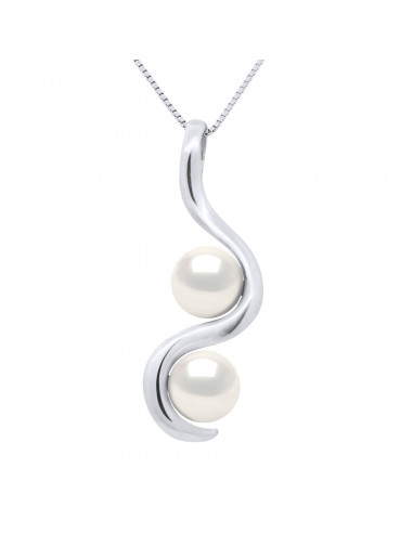 Pendentif Toi & Moi - Perles Rondes 7-8 mm - Chaîne Offerte - Or 750 - VALENCIENNES