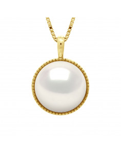 Pearl Necklace Button 10-11 mm - Guilloche Entourage -...