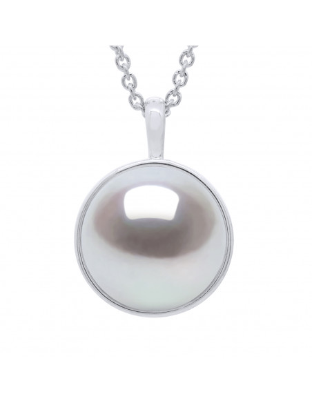 Colliers Perle Bouton 10-11 mm - Entourage Lisse - Chaîne Forçat - Or 750 - BOULOGNE