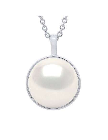 Colliers Perle Bouton 10-11 mm - Entourage Lisse - Chaîne Forçat - Or 750 - BOULOGNE