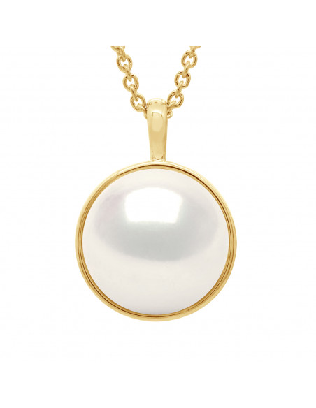 Colliers Perle Bouton 10-11 mm - Entourage Lisse - Chaîne Forçat - Or 750 - BOULOGNE