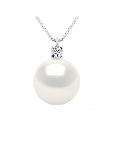 Colliers Joaillerie Perles Rondes - Tailles de 8 à 12 mm - Diamants 0.020 Cts - Chaîne Vénitienne - Or 750 - FAUBOURG