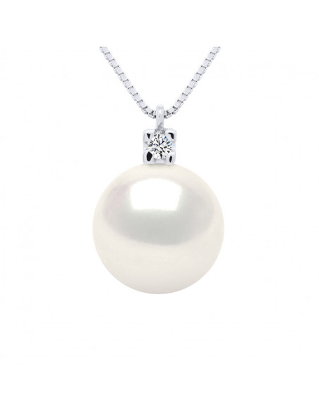 Colliers Joaillerie Perles Rondes - Tailles de 8 à 12 mm - Diamants 0.020 Cts - Chaîne Vénitienne - Or 750 - FAUBOURG